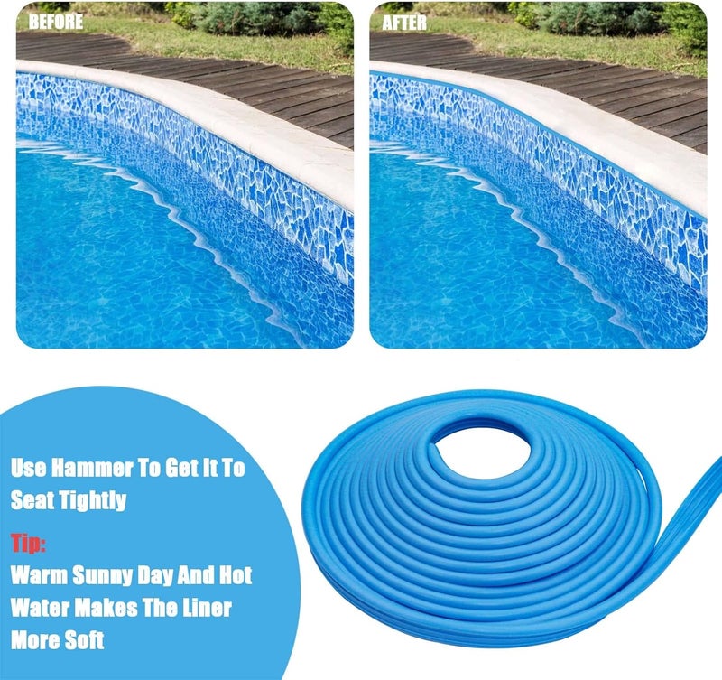 FBULWSEC Roll Pool Bead Lock,Pool Liner Lock for Above-Ground & In-Ground Swimming Pool Beaded Liners Lock 120'ft,Blue - Image 4
